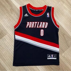 adidas Black Red Portland Youth Basketball Jersey